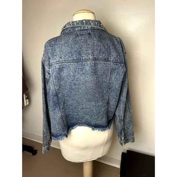 Thrill Blue Denim Jacket with Shiny Studs. Size XL NEW - Picture 2 of 12